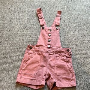 Size 10 girls dusty pink overalls like new condition